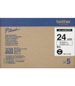 BROTHER HGE-151V5 Labelling Supplies, 24mm Black/Clear (5 pcs Pack) High Grade Tape