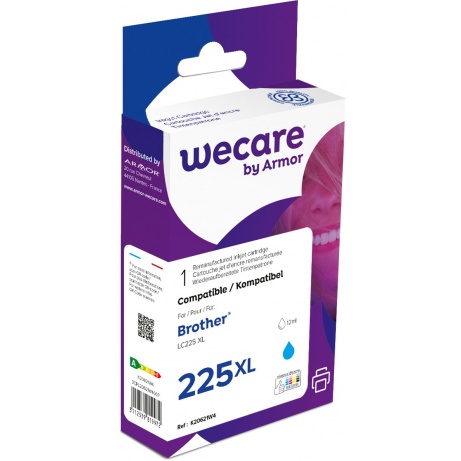 WECARE ARMOR ink kompatibilní s BROTHER LC-225C, modrá/cyan