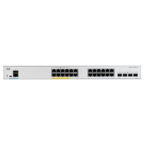 Catalyst C1000-24FP-4G-L, 24x 10/100/1000 Ethernet PoE+ ports and 370W PoE budget, 4x 1G SFP uplinks