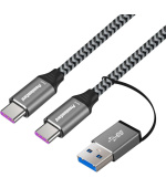 PremiumCord kabel USB-C (USB 3.2 GEN 2, 5A, 100W, 20Gbit/s) bavlněný oplet, 2m