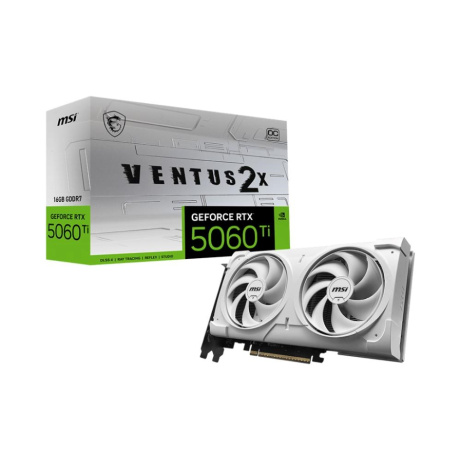MSI VGA NVIDIA GeForce RTX 5060 Ti 16G VENTUS 2X OC WHITE PLUS, RTX 5060 Ti, 16GB GDDR7, 3xDP, 1xHDMI