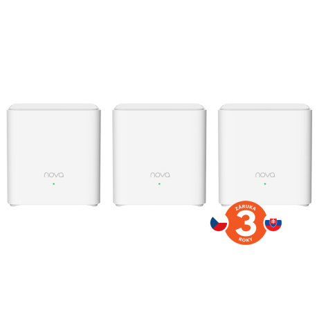 Tenda Nova EX3 (3-pack) WiFi6 AX1500 Mesh Gigabit system, 6xGLAN/GWAN, WPA3, VPN, SMART CZ aplikace