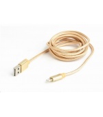 GEMBIRD Kabel USB 2.0 Lightning (IP5 a vyšší) nabíjecí a synchronizační kabel, opletený, 1,8m, zlatý, blister