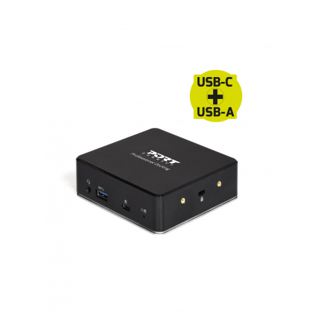 PORT CONNECT Dokovací stanice 8v1 USB-C, USB-A, dual video, HDMI, Ethernet, audio, USB 3.0