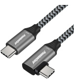 PREMIUMCORD Zahnutý kabel USB-C (USB 3.2 Gen 2, 3A, 60W, 20Gbit/s), hliníkové krytky konektorů, 1m