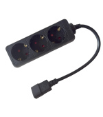 Prodlužovací přívod 3x230V DE SCHUKO pro UPS (IEC320-C14), 30cm