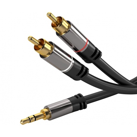 PremiumCord HQ stíněný kabel stereo Jack 3.5mm-2xCINCH M/M 5m