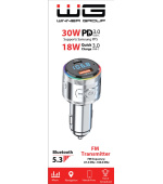 WG - Car charger - FM transmitter / QC 3.0 18W with USB-C slot 30W PD / silver