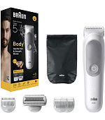 Braun BG5550 tělový zastřihovač, SkinGuard pro citlivou pokožku, 100 min provozu, 100% vodotěsný, nástavce