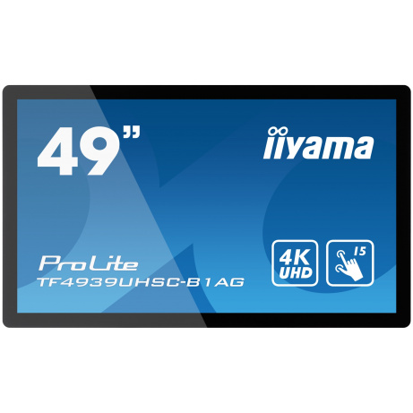 49" iiyama TF4939UHSC-B1AG: IPS, 4K, capacitive, 15P, 500cd/m2, VGA, HDMI, DP, 24/7, IP54, černý