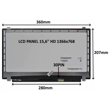 LCD PANEL 15,6" HD 1366x768 30PIN MATNÝ / ÚCHYTY NAHOŘE A DOLE