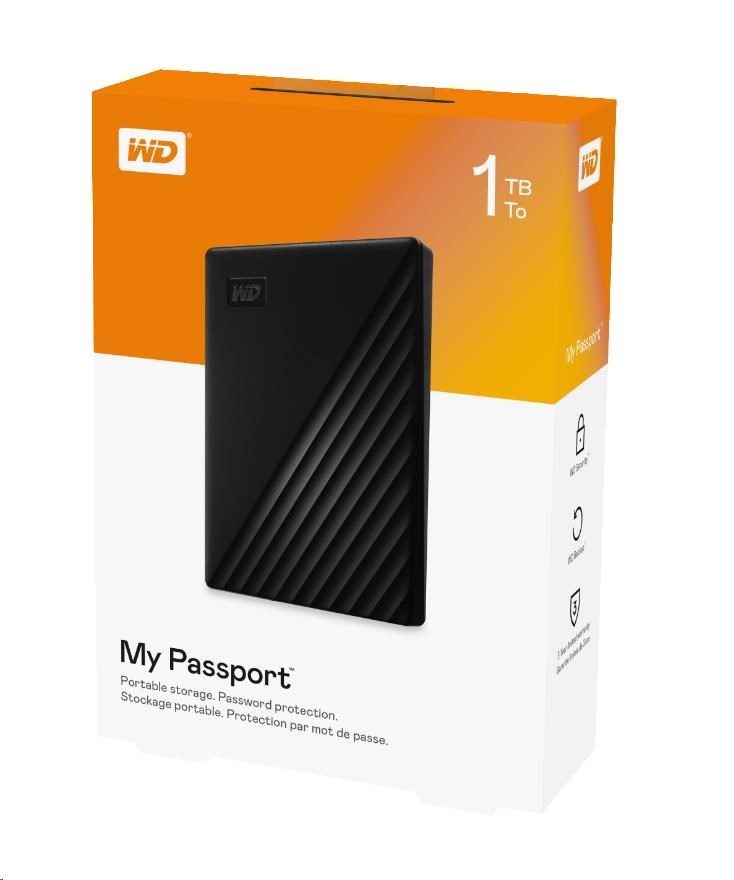 WD My Passport portable 1TB Ext, 2,5" USB3.0, WORLDWIDE 2019, Black