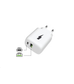 WG - Síťová nabíječka 2x USB, 1x USB-C PD PPS 3.0 30W + 1x USB-A QC4 18W, white