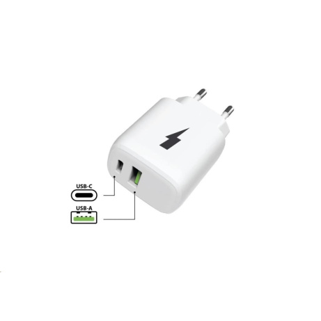 WG - Síťová nabíječka 2x USB, 1x USB-C PD PPS 3.0 30W + 1x USB-A QC4 18W, white