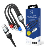 3mk kabel Hyper Cable N-SERIES 6 in 1 C/A to C/Lightning/Micro 1.2m QC 3.0 9V/2A 18W Black