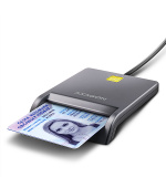 BAZAR - AXAGON CRE-SM3T, USB-A FlatReader čtečka kontaktních karet Smart card (eObčanka), kabel 1.3m - Poškozený obal (K