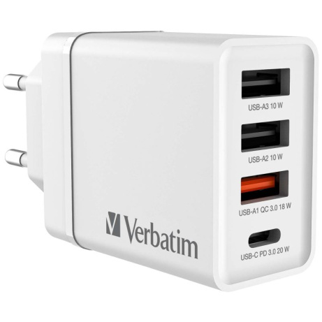 Verbatim USB nabíječka do sítě 30W,4 portová,bílá