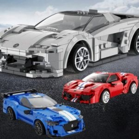 Velký set RC stavebnic - Lotus Evija, RED RACE CAR a BLUE KNIGHT