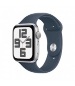 APPLE Watch SE GPS 44mm Silver Aluminium Case with Storm Blue Sport Band - S/M