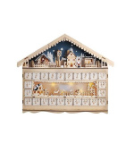 Solight LED adventní kalnedář - horská chata, 10x LED, 50x40cm, 2x AA