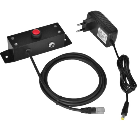 Tlačítko pro otvírání pokladních zásuvek Virtuos 24V, kovové s kabelem, s elektronickým otevíráním