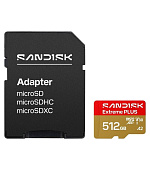 SanDisk MicroSDHC karta 512GB Extreme PLUS (R250/W1700MB/s, UHS-I V30, Rescue Pro Deluxe) + adaptér
