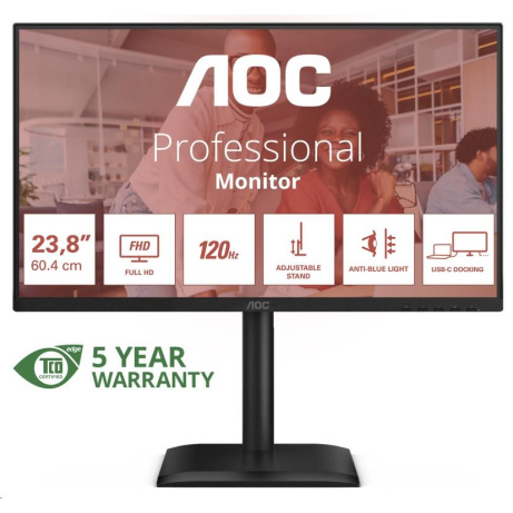AOC MT 23,8" 24E4CV - 1920x1080,IPS,120Hz,1xHDMI,1xDP,USBhub,USB-C,PD,RJ45,Repro,Pivot