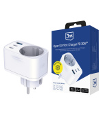 3mk síťová nabíječka Comfort Charger GaN 30W, bílá