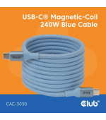 Club3D Kabel magnetický USB-C, 240W PD3.1, 480 Mbps, 2m, modrá