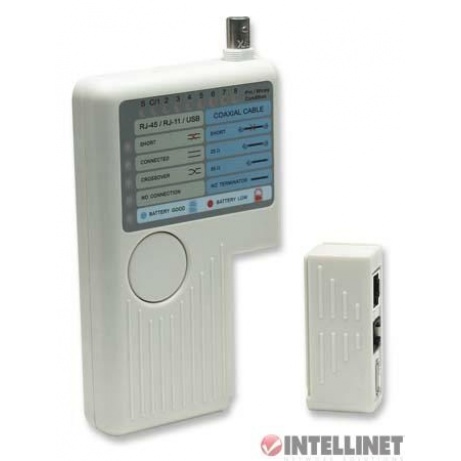 Intellinet Cable Tester, 4-in-1, RJ11, RJ45, USB and BNC