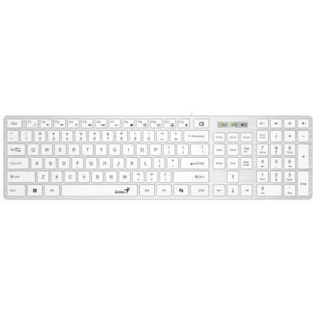 Genius Klávesnice Slimstar 126, Drátová USB, CZ+SK layout, Copilot klávesa, Bílá