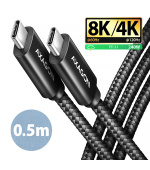 AXAGON BUCM4X-CM05AB NewGEN+ kabel USB-C <-> USB-C, 0.5m, USB4 Gen 3×2, PD 240W 5A, 8K HD, ALU, oplet, černý