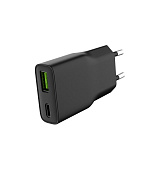 Univerzální USB nabíječka Natec RIBERA GaN SLIM, 20 W, 1X USB-A + 1X USB-C, Černá