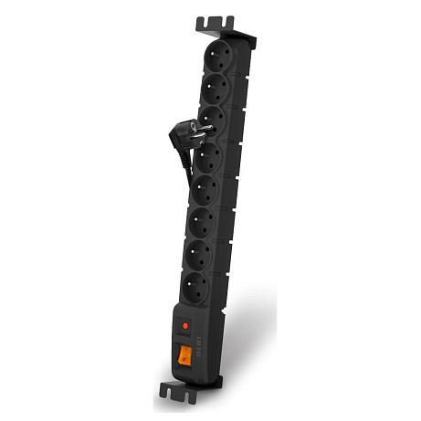 19" napáj.panel ACAR S8/3m 8x220V Black+přep.ochr.10A
