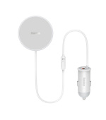 Baseus CW01 magnetický držák s bezdrátovým nabíjením (do ventilační mřížky) 15W+25W, bílá