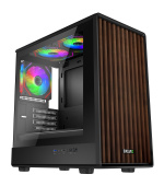 EVOLVEO Panthera, mATX/3x ARGB 120/dřevo+sklo