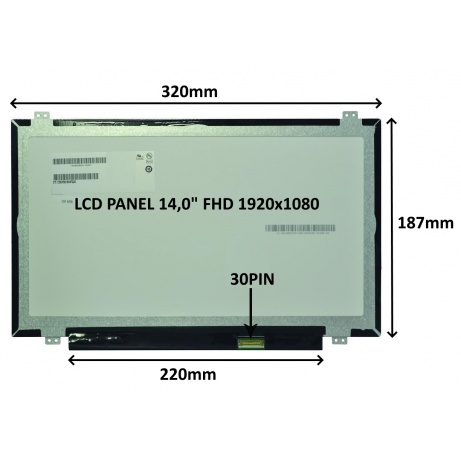 LCD PANEL 14,0" FHD 1920x1080 30PIN MATNÝ IPS / ÚCHYTY NAHOŘE A DOLE