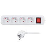 Solight prodlužovací přívod 3m, 4 zásuvky, vypínač, 16A/3680W, PVC, bílý