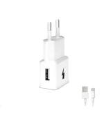 WG - Síťová nabíječka 1x USB-A, Quick Charge 3.0, 5V-9V-12V + kabel USB-A na Micro USB, white