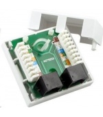 Zásuvka UTP 2x RJ45 Cat5E, duální svorkovnice, na omítku