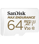 SanDisk MicroSDHC karta 64GB MAX Endurance + adaptér, 30,000 hodin