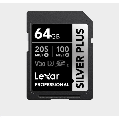 Lexar SDXC Professional SILVER Plus 1066x UHS-I/U3/A2/4K R205/W100 (V30) 64GB