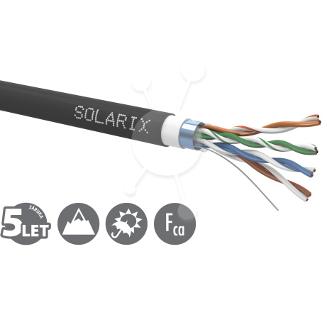 Instalační kabel Solarix CAT5E FTP PVC+PE Fca dvojitý plášť 305m/cívka SXKD-5E-FTP-PVC+PE