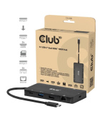 Club3D Dokovací stanice USB-C 9v1, 2xHDMI, 1xUSB-C, 1xUSB-C PD, 2xUSB, 1xRJ45, microSD/SD, černá