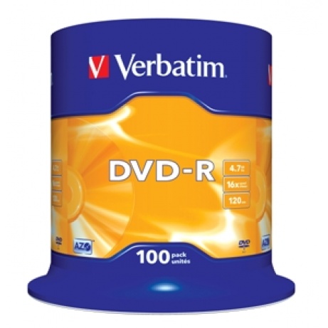 VERBATIM DVD-R(100-Pack)Spindl/MattSlvr/16x/4.7GB