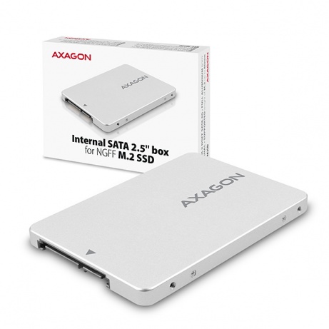 AXAGON RSS-M2SD, SATA - M.2 SATA SSD, interní 2.5" ALU box, stříbrný