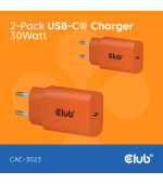 Club3D Nabíječka, USB-C, Power Delivery 15V/2A, 2-pack, oranžová