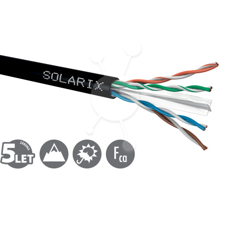 Instalační kabel Solarix CAT6 UTP PE Fca venkovní 500m/cívka SXKD-6-UTP-PE