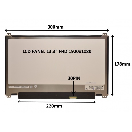 LCD PANEL 13,3" FHD 1920x1080 30PIN MATNÝ / ÚCHYTY NAHOŘE A DOLE