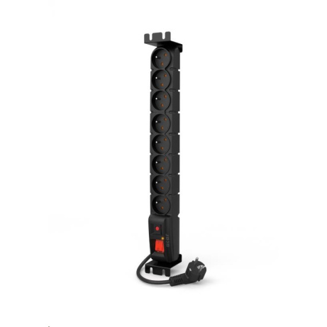 19" rozvodný panel ACAR 8x230V, vypínač, indikátor napětí, přepěťová ochrana, kabel 3m, 1,5U